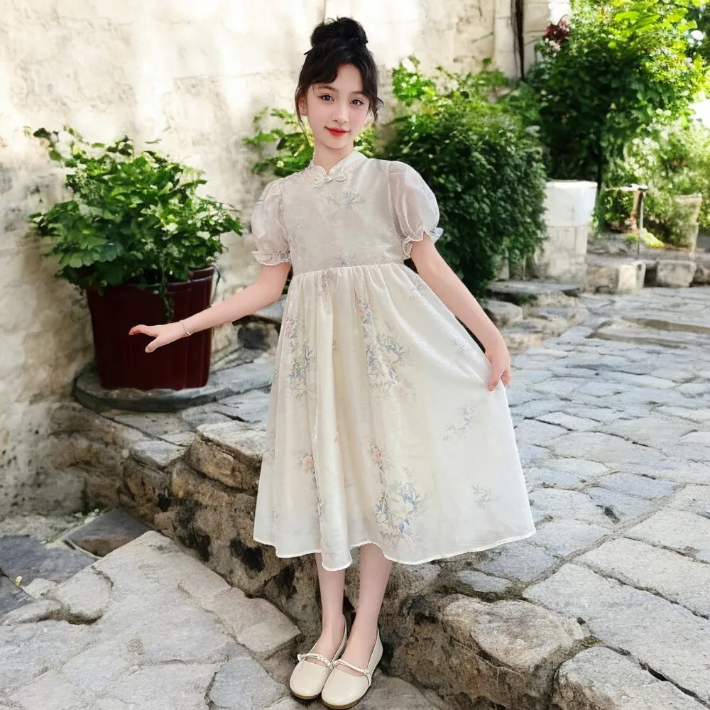 Cute Baby Girls Floral Dresses Kids Outfits Party Summer Cotton Short Sleeve Wedding Princess Costumes 5 6 7 8 9 10 12 13 Years