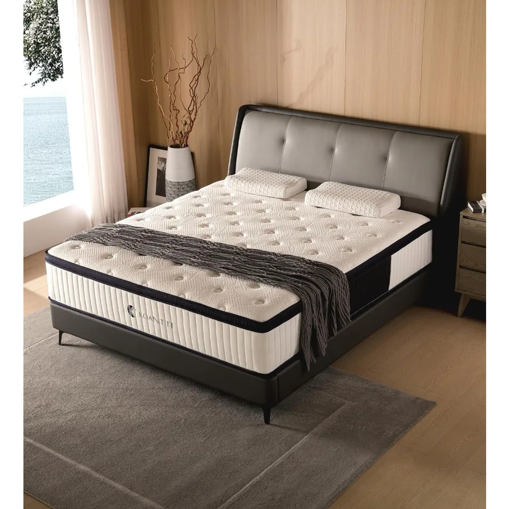 ch Queen Size Mattresses in a Box,Memory Foam Hybrid White & Black Mattress with Provide Support and Improve Sleep M