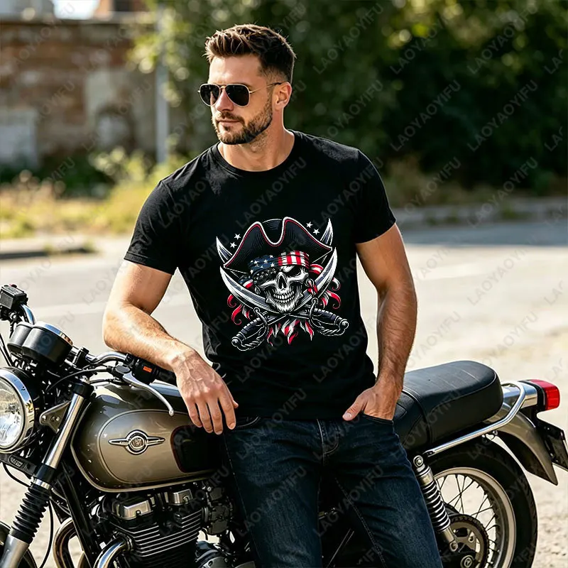 Retro Pirate Themed Graphic T-Shirt -