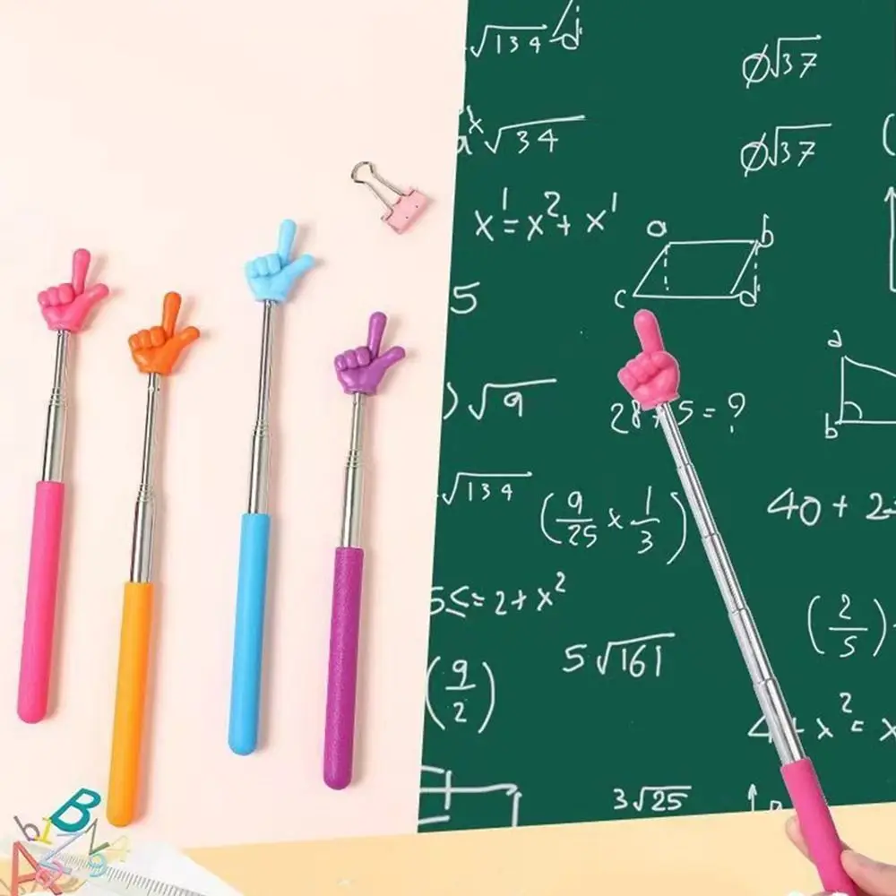 Finger Design Stainless Steel Telescopic Rod Whiteboard Pointer Teaching Stick Finger Reading Sticks Handheld Presenter