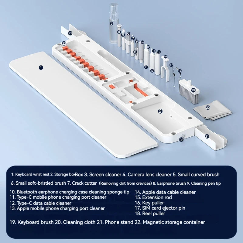 

Multifunctional Office Cleaning Set Wrist Support Keyboard 22-in-1 Hand Rest Palm Rest
