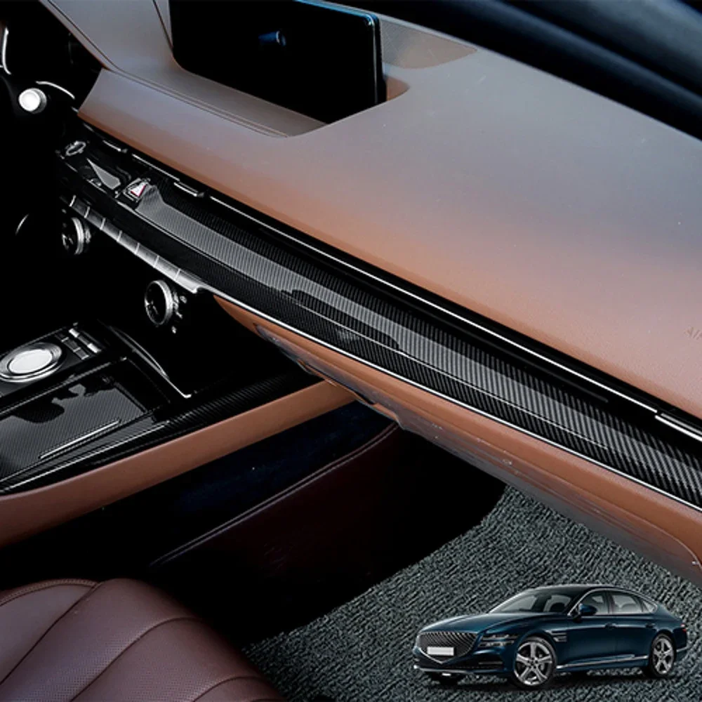 

Interior Accessories Carbon Fiber Style ABS Car Dashboard Decorative Stripes Cover Trim For Genesis G80 RG3 2021 2022 2023