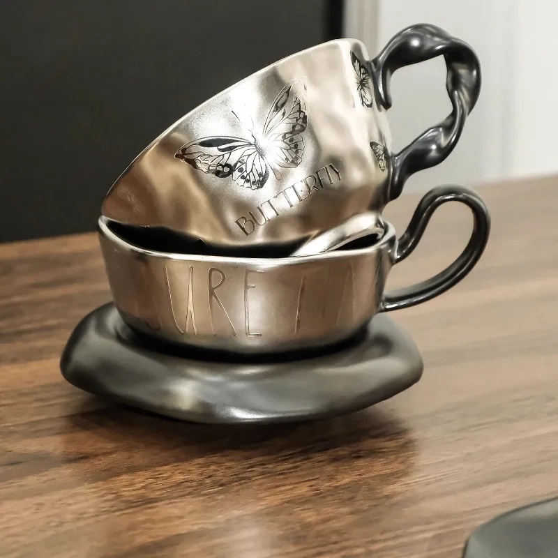 Taza económica de moda original Tania Bulons, juego de tazas de café, servicio de café y leche, taza de porcelana para acampar, platillo, vajilla