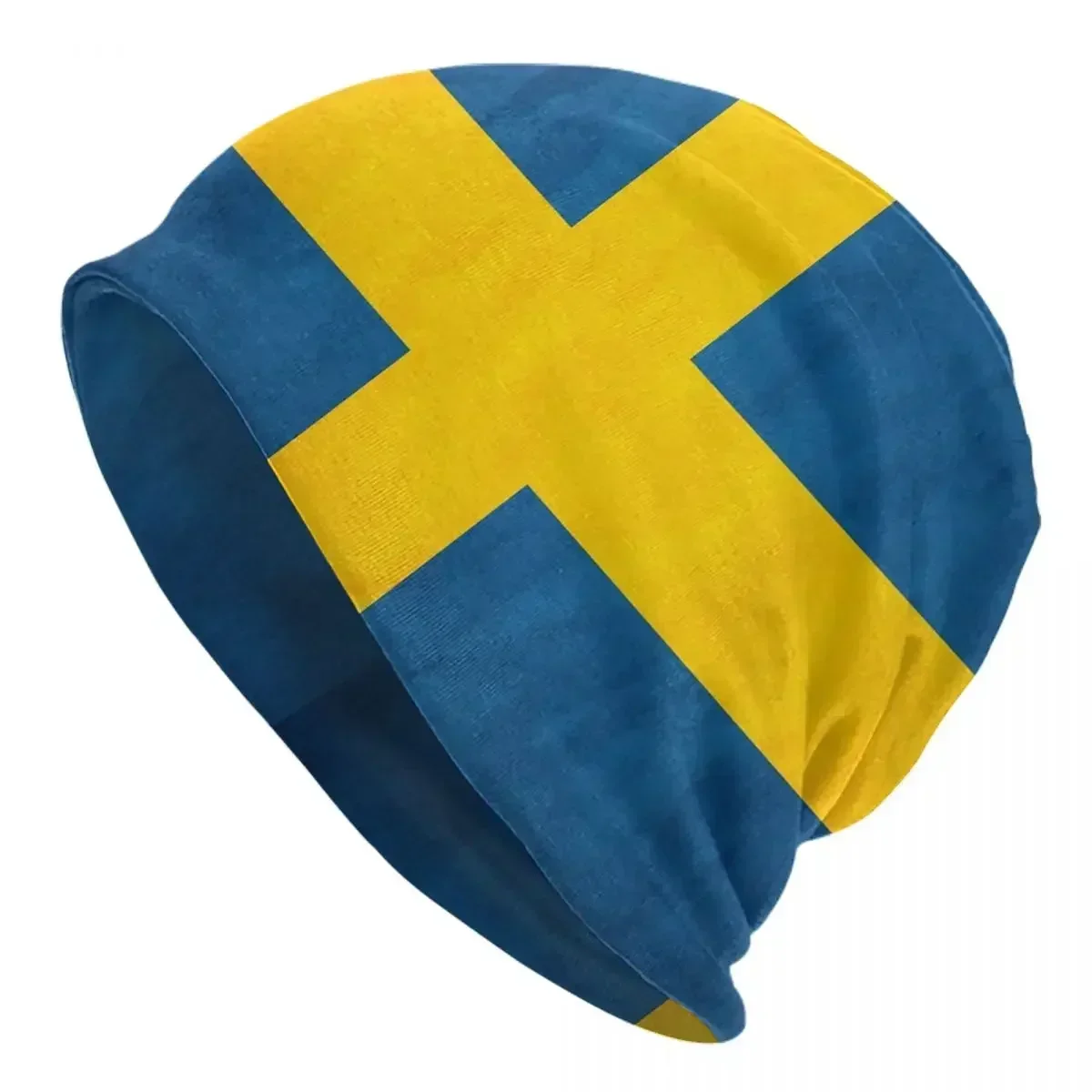 Swedish Flag Warm Knitted Cap Fashion Bonnet Hat Autumn Winter Outdoor Beanies Hats for Men Women Adult