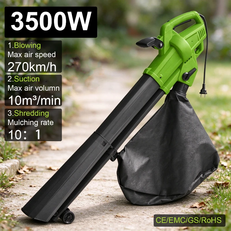 3 in 1 Function 3500W Leaf Blower Electric Wired Portable Garden Leaf Blower Fast Delivery