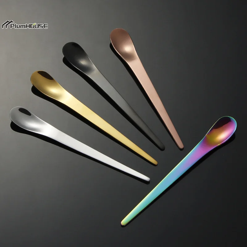 

1pc Tea Spoon Stainless Steel Flat Spoon Espresso Spoon Dessert Small Coffee Scoop Mixer Stirring Bar Spoon Kitchen Tableware