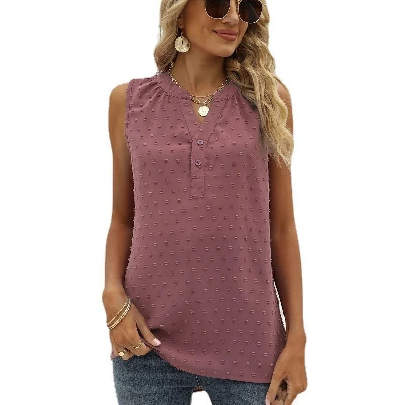 سترة نسائية صيفية جديدة ذات لون نقي شيفون فضفاضة على شكل حرف V سترة غير رسمية irt قابلة للتنفس ومريحة