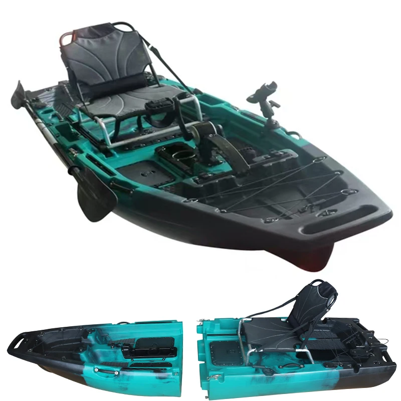 10ft Single Person HDPE Pedal Drive Ocean Kayak Modular Hull With Live Fish Storage For River Saltwater Fishing
