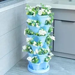 Stackable Vertical Planter Set Stackable Gardening Pots Strawberry and Herb Garden Tower Ideal for Growing Herbs Vegetables