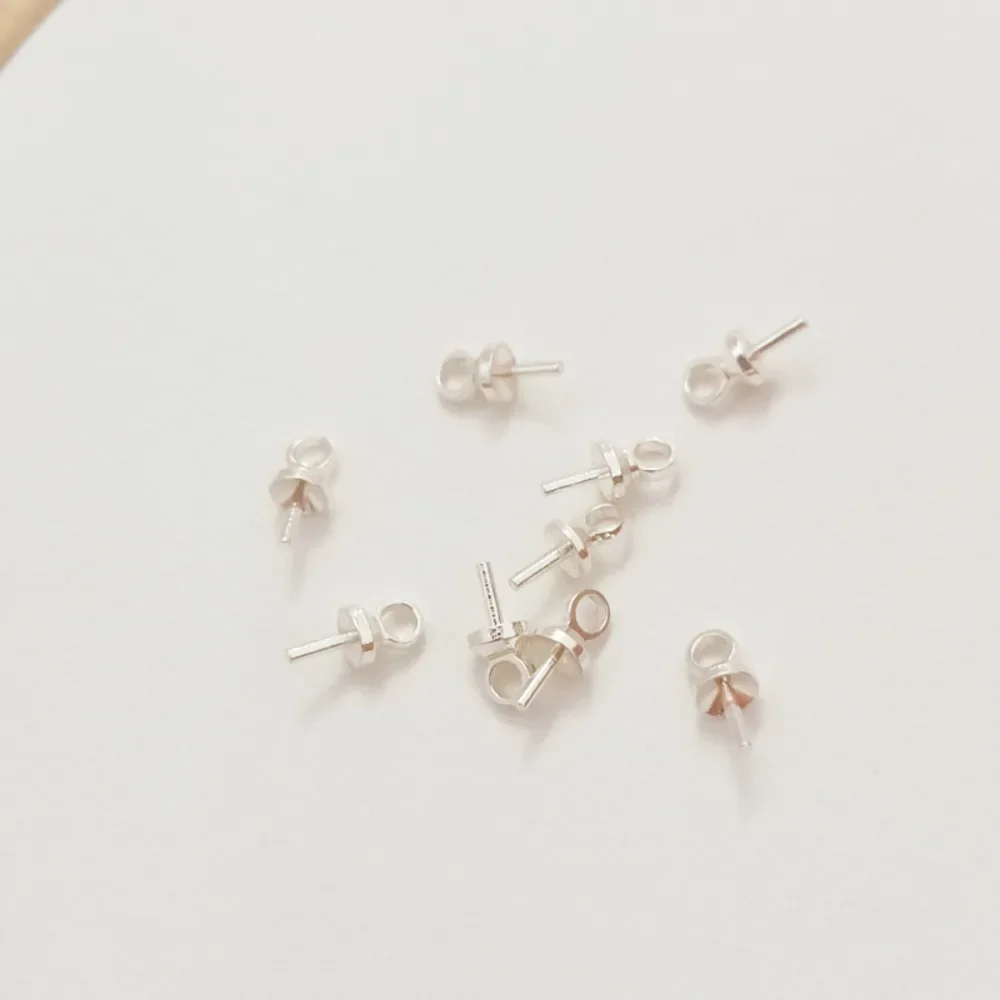 

Silver Half-hole Bead Holder, Sheep Eye Cover, Pendant, Earring, Collarbone Necklace, Sticky Pearl Pendant, Diy Handmade Jewelry