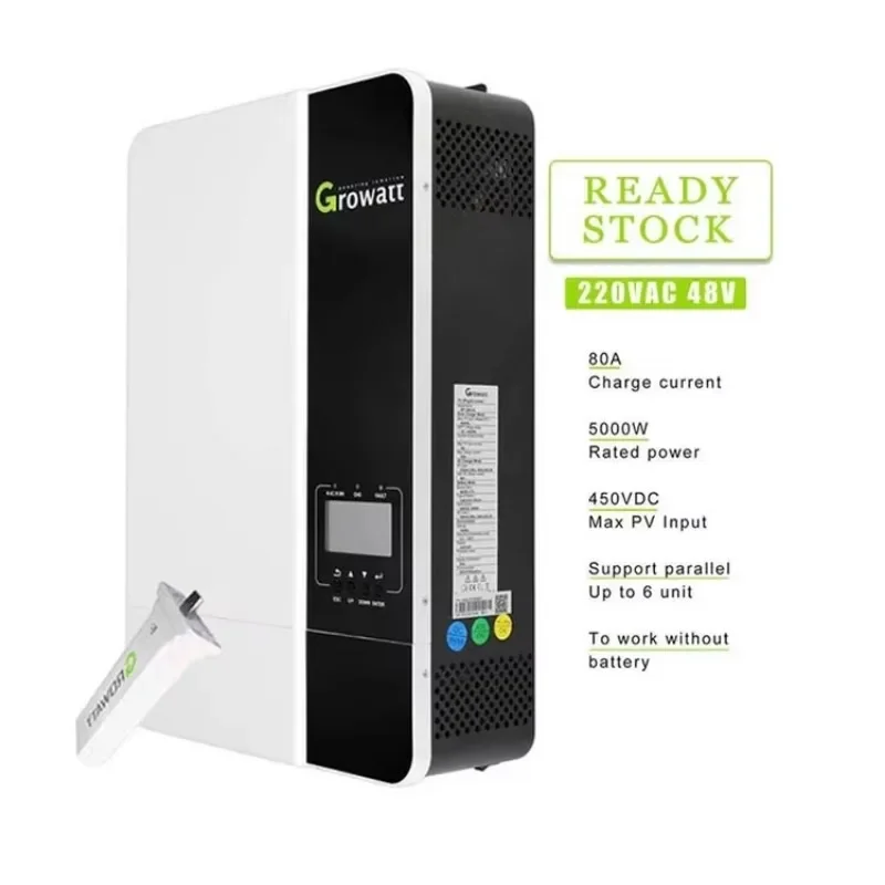 

Growatt SPF 3000-5000 Es SPF 3000 3500 5000 Es 3kw 3.5kw 5kw 450VDC Single Phase off-Grid Storage Solar Power Inverter