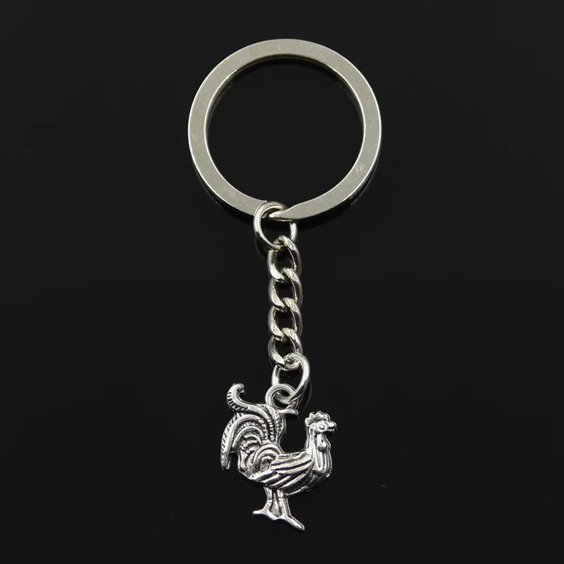 New Fashion Keychain 22x18mm Cock Pendants DIY Men Jewelry Car Key Chain Ring Holder Souvenir For Gift