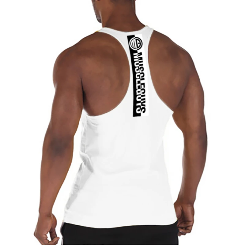 Mens Casual Sport Y-back Tank Tops Summer CottonAbsorb Sweat  Sleeveless T-Shirts Gym Fitness Bodybuilding Muscle Stringer Vests