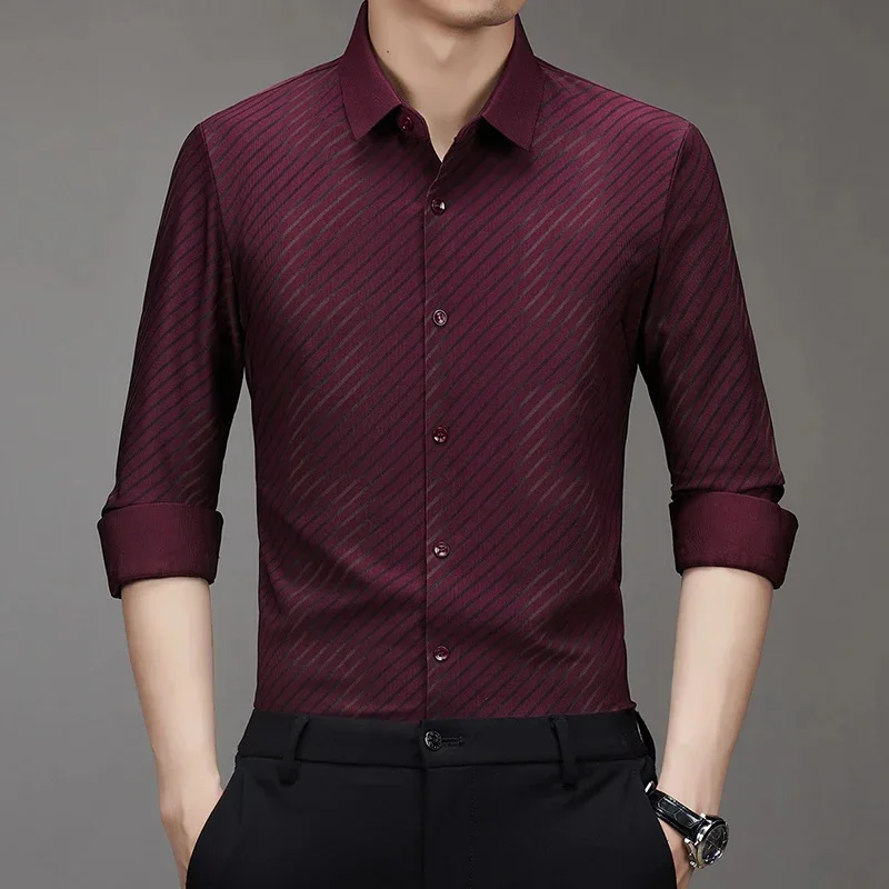 Men's Casual and Fashionable Long Sleeved Printed Shirt, Non Ironing Wrinkle Resistant Business Top