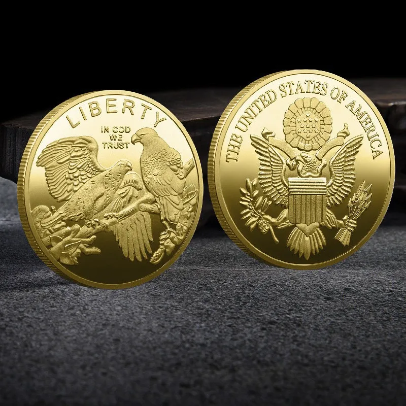 عملة تحدي النسر الأمريكية الأمريكية ، مطلية بالفضة والذهب ، عملة تذكارية أمريكية ، هدية جمع ، نسخة