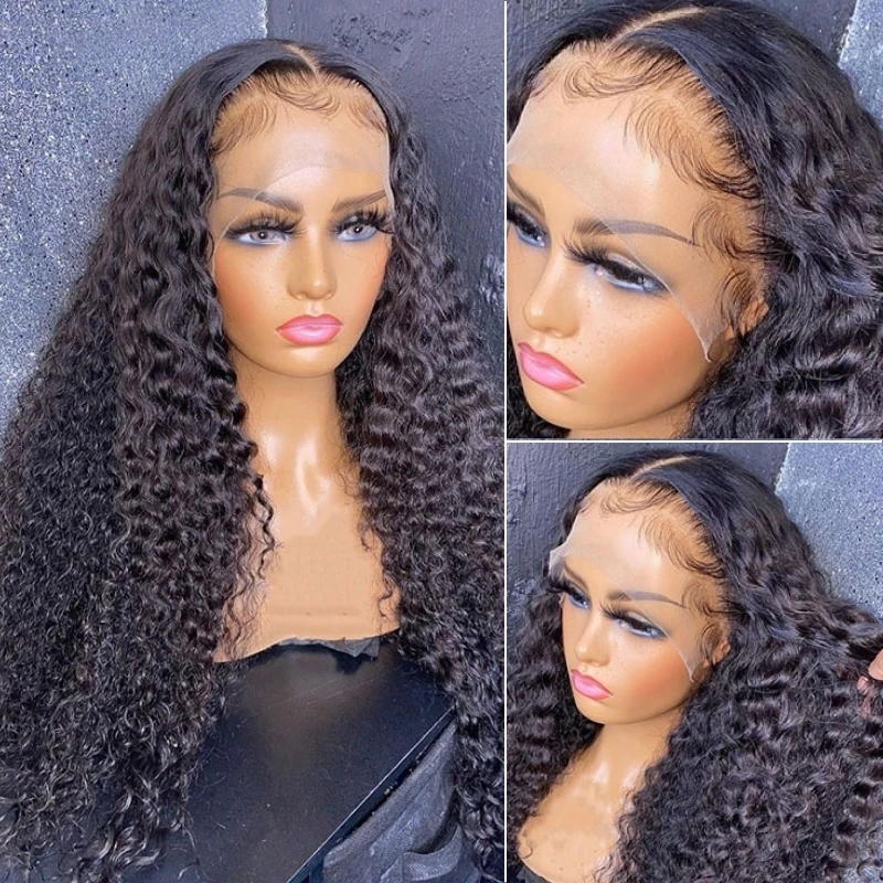 250% High Density Jerry Curly Human Hair Wig 13x4 Transparent Lace Front Pre Plucked Virgin Human Hai Wigs