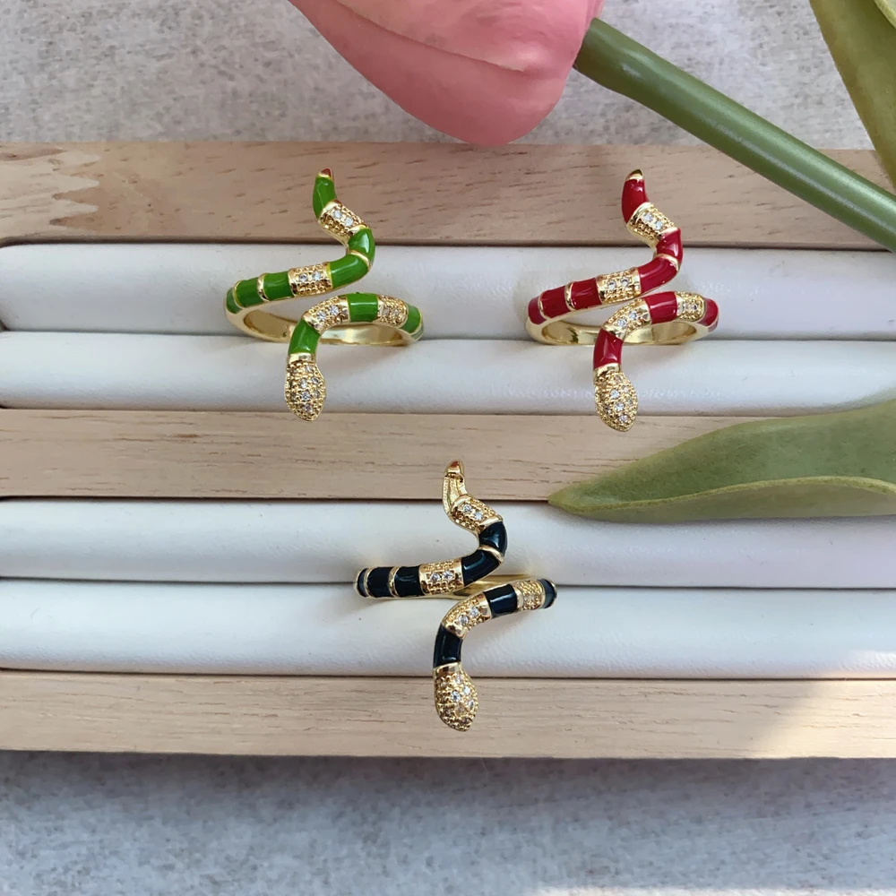 

High Quality Adjustable Gold Plated 18k Snake Animal Rings For Women's Jewelry Collection