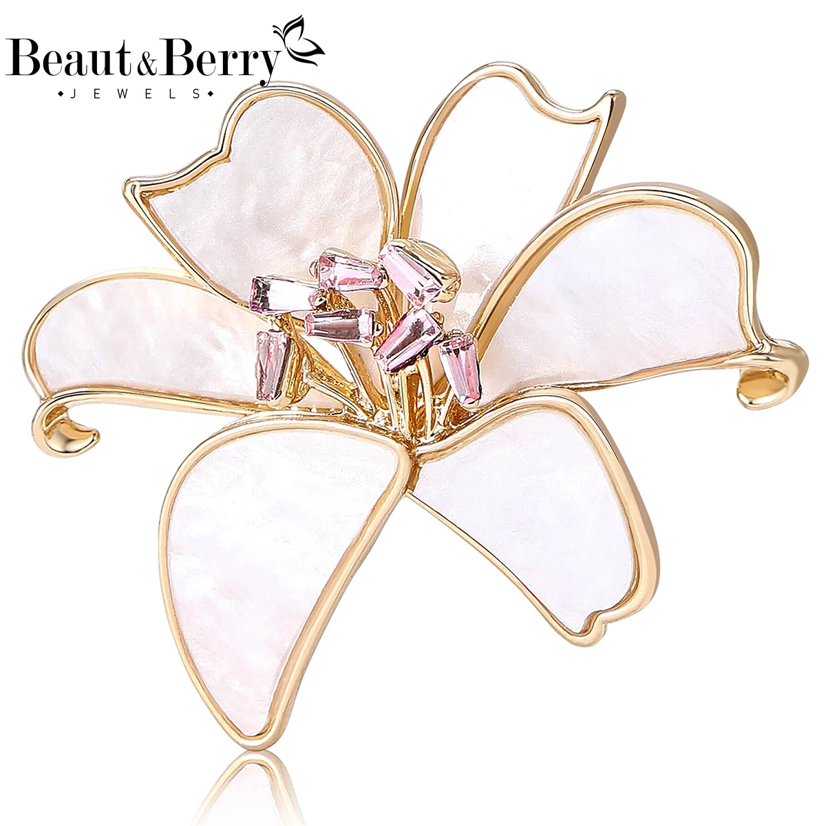 

Beaut&Berry Luxury Enamel Lily Brooches for Women Unisex Plant Pins Casual Party Jewelry Accessories Gifts Decoration