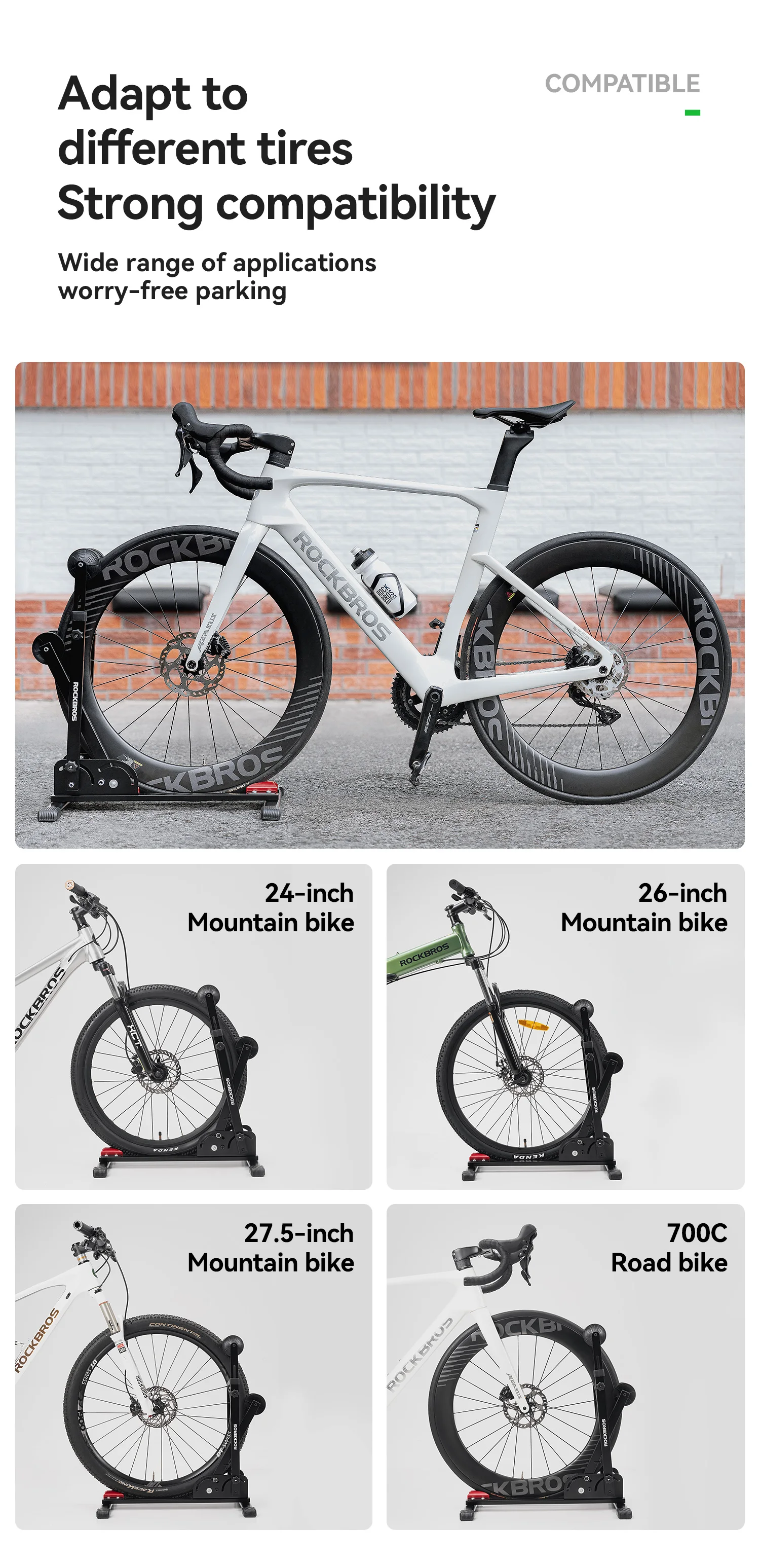 ROCKBROS Fahrrad-Parkständer, doppelte Stangen, Kohlenstoffstahl, MTB, Rennrad, faltbare Fahrrad-Parkständer, die Radfahren steht – Detail 8