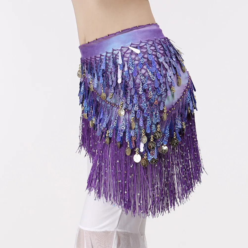 

Belly Dance Hip Scarf Sequin Triangle Wrap Waist Belt for Belly Dancing Costume Skirt Dance Practice Stage Performance Accessory