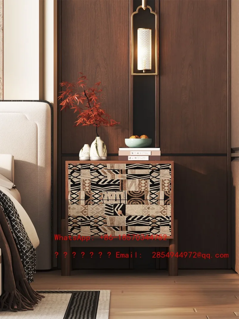 American Retro Niche Design Solid Wood Small Bedside Table Storage Storage Cabinet Multi-function