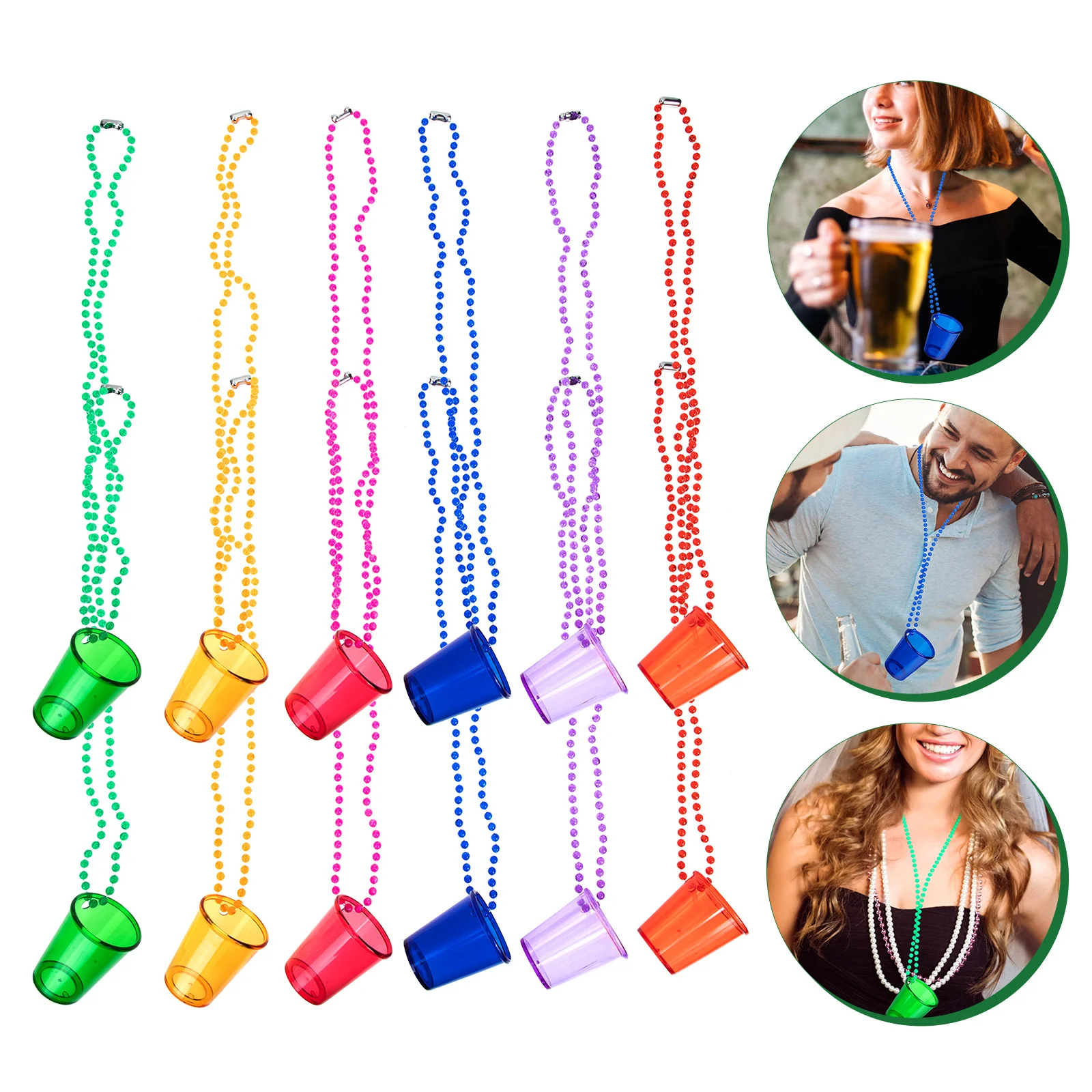 12 Pcs Beads Design Shot Cup Necklace Glass Glasses Multifunction Creative Cups