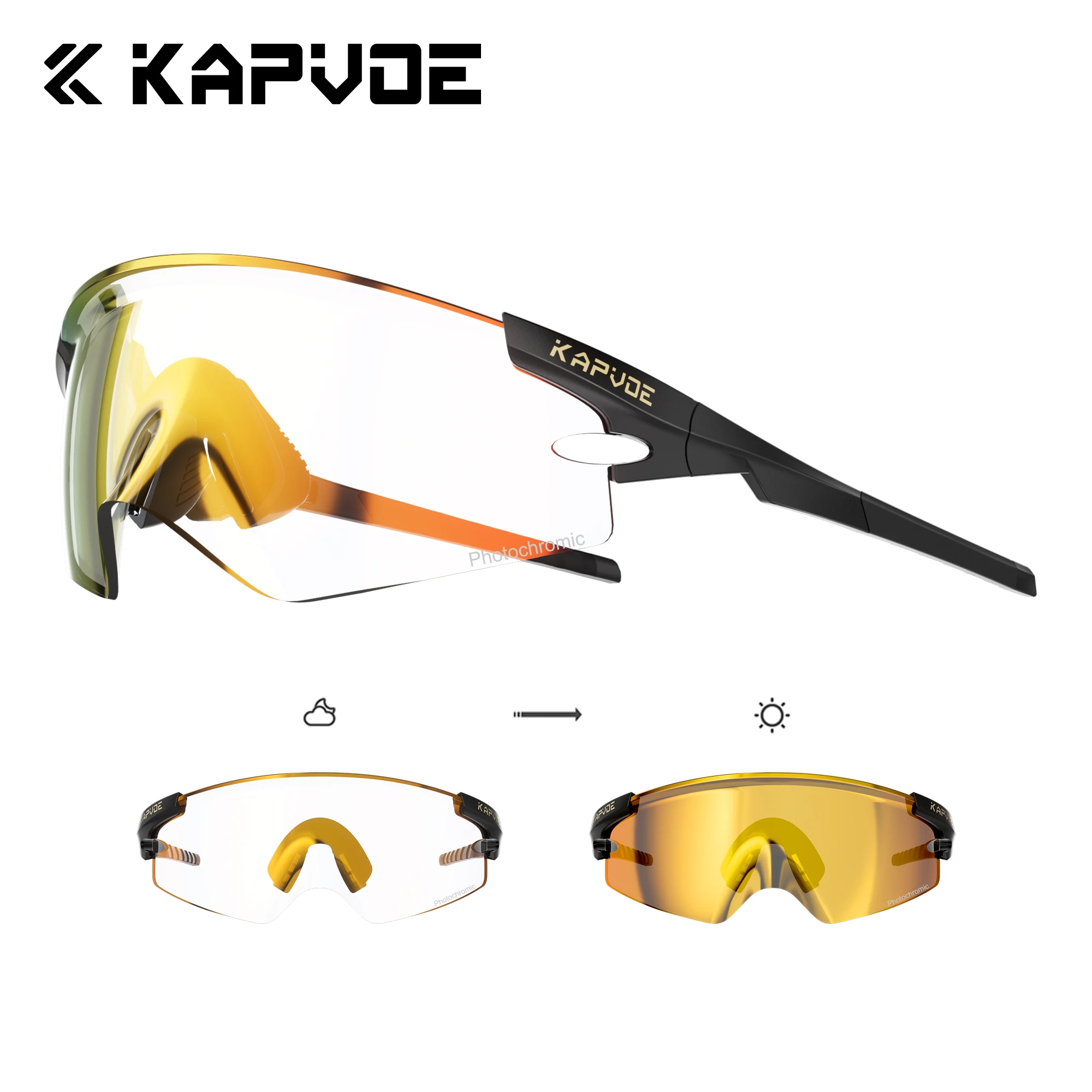 

Kapvoe Photochromic Sports Sunglasses Road Bike Mountain Bicycle Glasses Goggle Eyewear for Man Women Cycling Glasses 2025