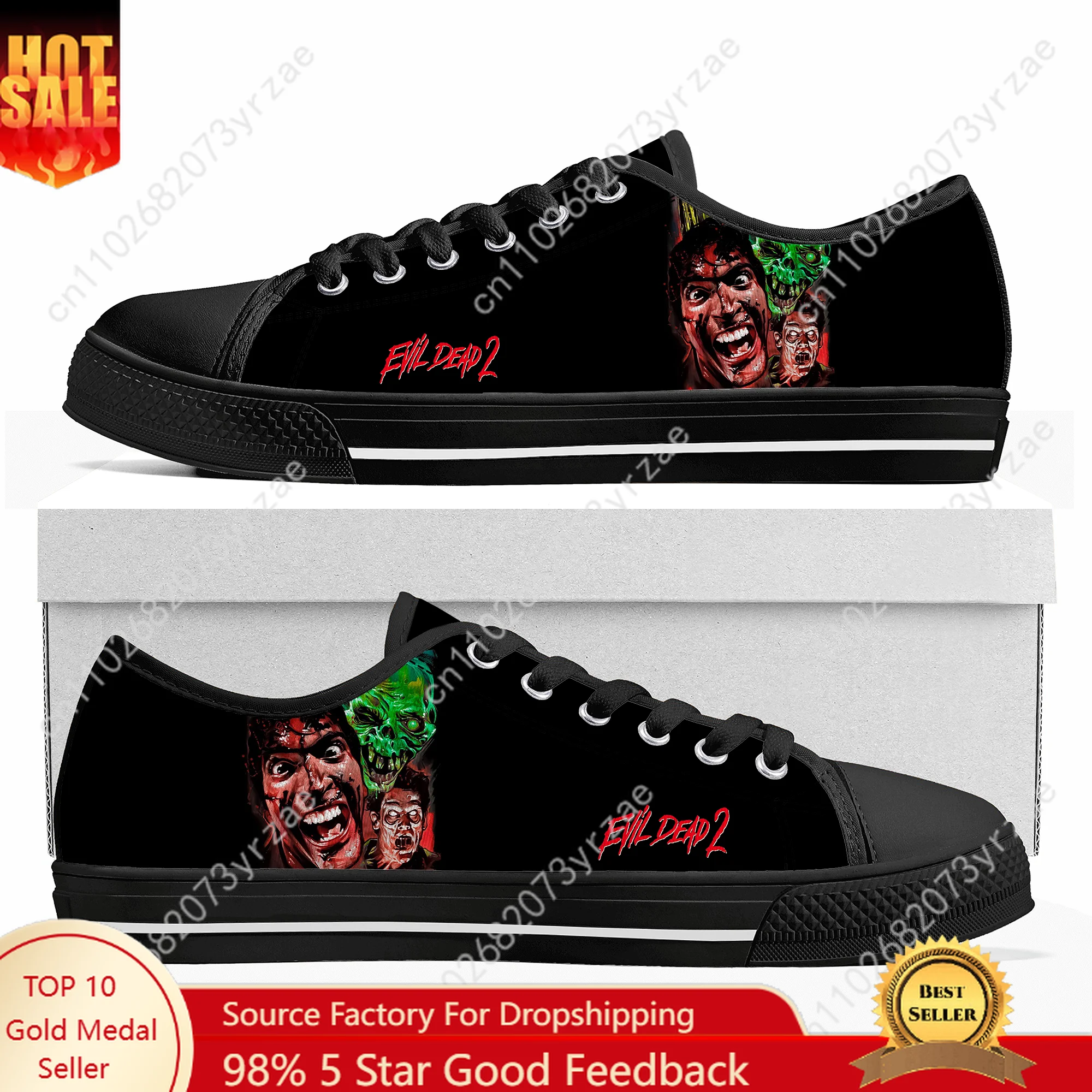 

Evil Dead II Low Top High Quality Sneakers Mens Womens Teenager Canvas Sneaker Casual Fashion Patterns Shoe Custom Made Shoes