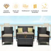 4 Stück Rattan Terrassen möbel Set gepolstert Sofa Stuhl Couch tisch Garten 5