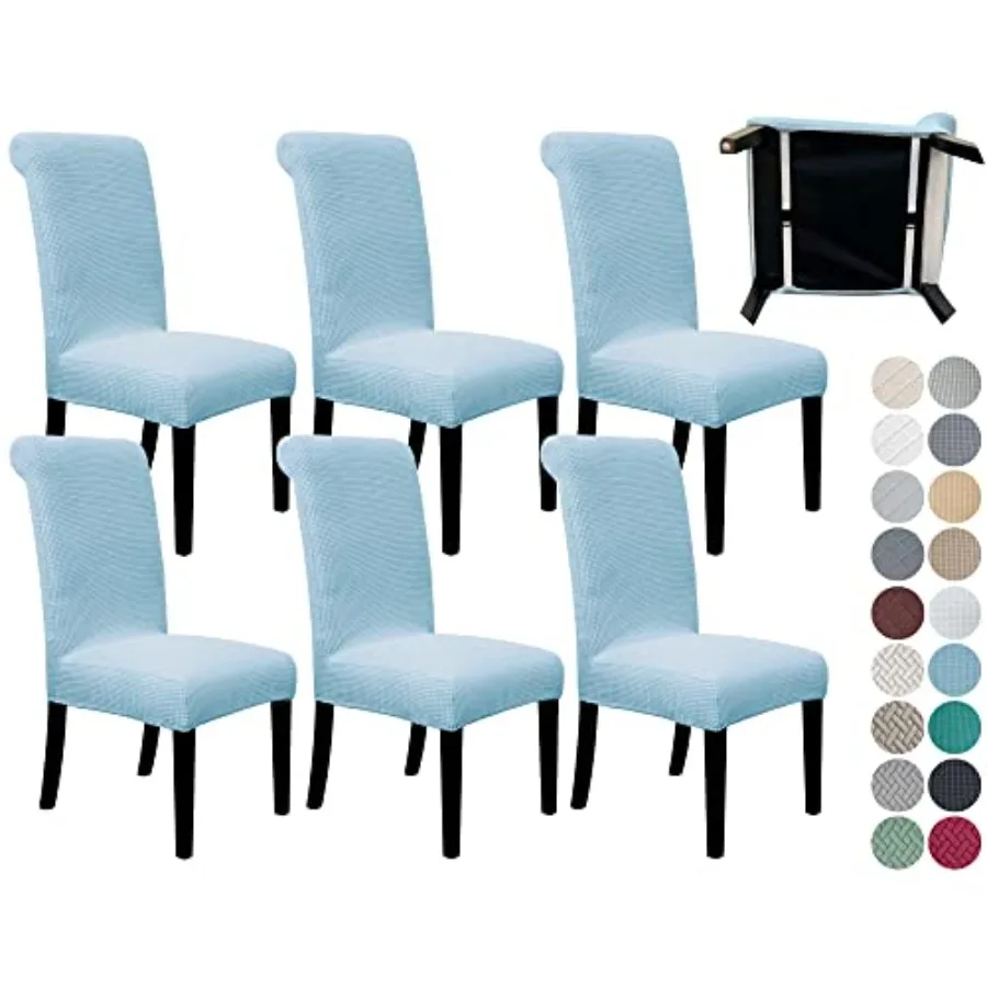 

6 Pack Dining Room Chair Covers with seat Belt Stretch Parsons Chair Slipcover Washable Kitchen Dining Chair Cover Seat Removab