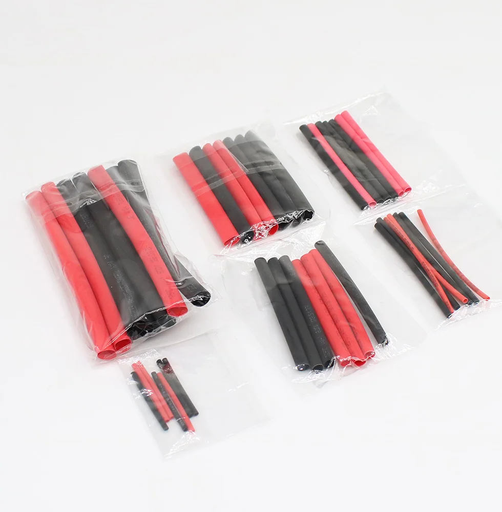 42PCS black red 2:1Heat Shrink Tubing Insulation Shrinkable Tube Sleeving Assortment Polyolefin Ratio Wrap Wire Cable Sleeve Kit