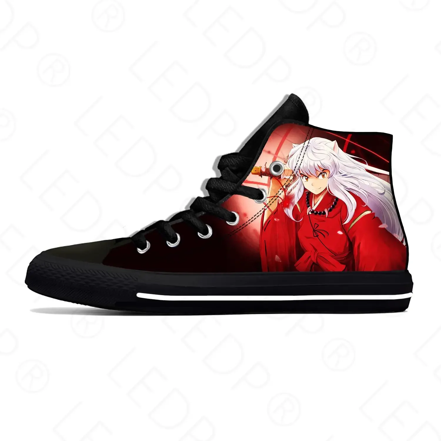 Sapatilhas masculinas e femininas japonesas de anime manga, sapatos de pano casuais, leves, respiráveis, estampa 3D, na moda, Inuyasha