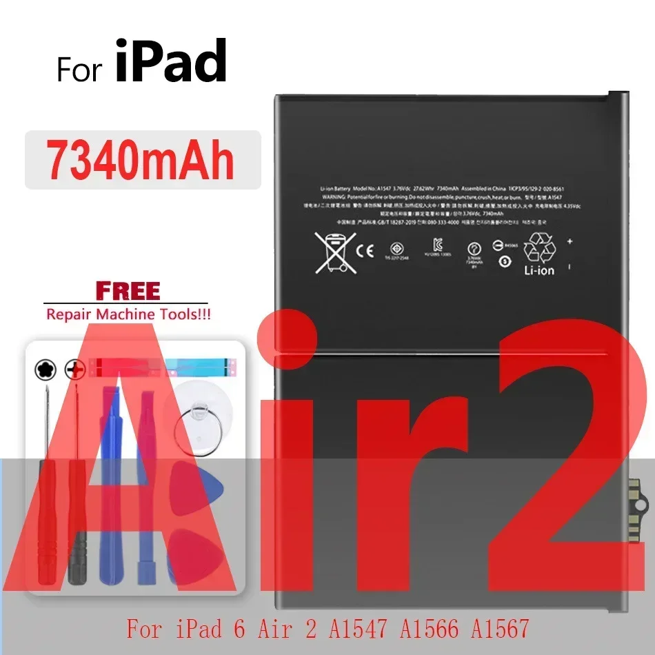 Tablet Battery For iPad 5 Air 1 A1474 A1475 A1893 For iPad 6 Air 2 A1566 A1567 Mini 1 2 3 4 5 Pro 9.7 10.5 12.9 2nd 3rd Battery