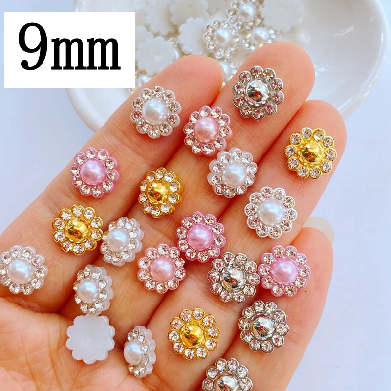 100Pcs New Cute Mini 9mm Shiny Diamond Beads Resin Figurine Crafts Flatback Ornament Jewelry Making Hairwear Accessories