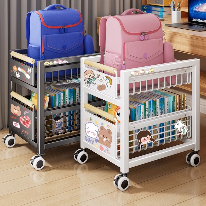 

Bookshelf Under the table Shelf with wheel removable trolley Bookshelf Household children's schoolbag sorting storage rack