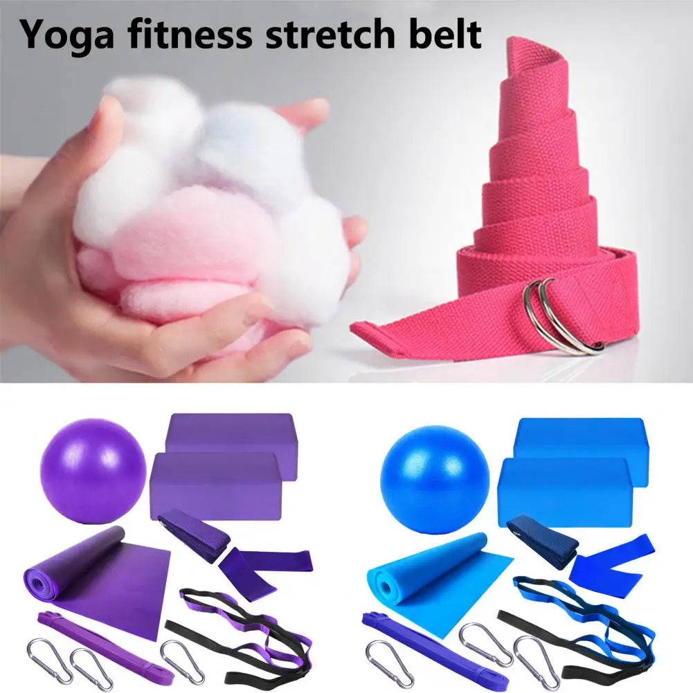 Yoga Strap Set 1 Set Helpful High Bounce Plastic  Yoga Block Belt 11 Pieces Set Fitness Equipment