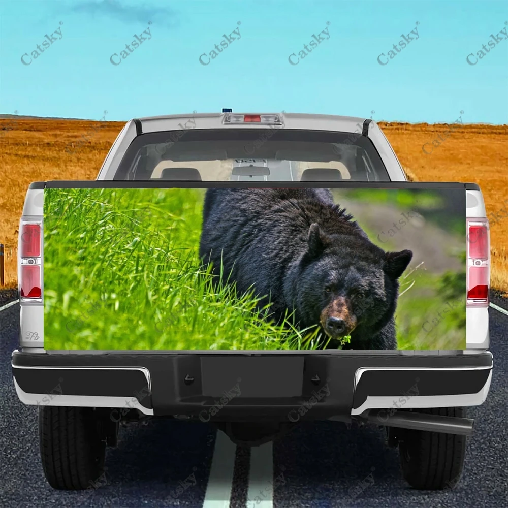 

Black Grizzly Bear Car Tail Trunk Protect Vinly Wrap Sticker Decal Auto Hood Decoration Engine Cover for SUV Off-road Pickup