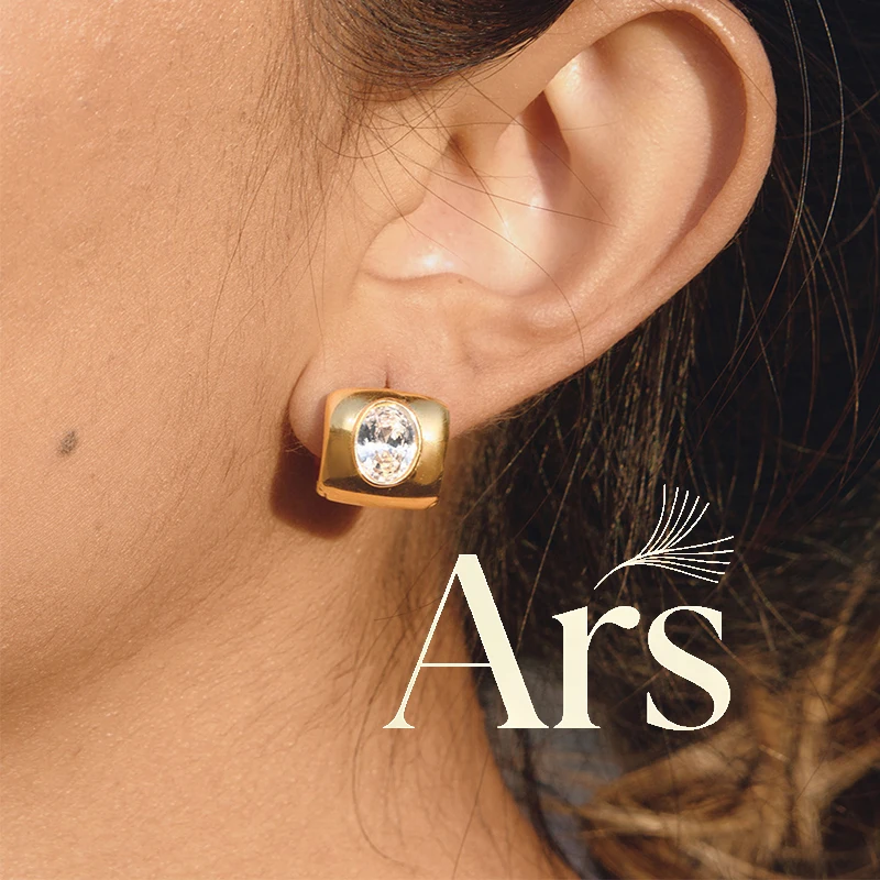 Ars Stainless Steel Hoop Earrings Non Tarnish 18K Gold Plat…