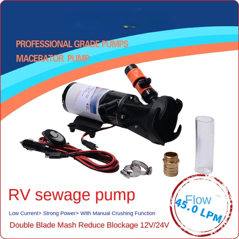 Cut Yacht Toilet Sewage Pump DC 12V24V Crushing Garbage Pump