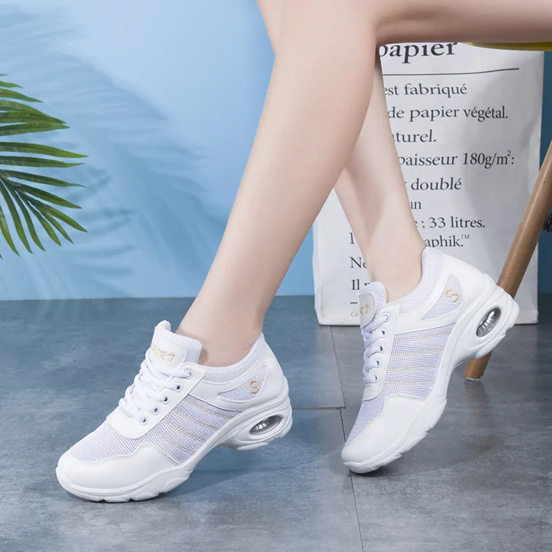 Women's Jazz Shoes Lace-up Sneakers Modern Dance Shoes Air Cushion Platform Walking Dance Shoes ﻿woman For Ballroom
