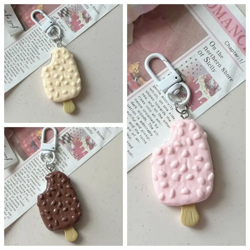 Cute Creative 3D Simulation Food Keychain Chocolate Ice Cream Bar Ice Lolly Keyrings Charms Bag Pendants Jewelry Gifts