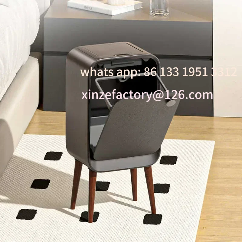 

Customizable 20L High Feet Smart Sensor Trash Can with Lid Two-way Large Kitchen WastebaskLuxury Trash Bin Home Bathroom Paper