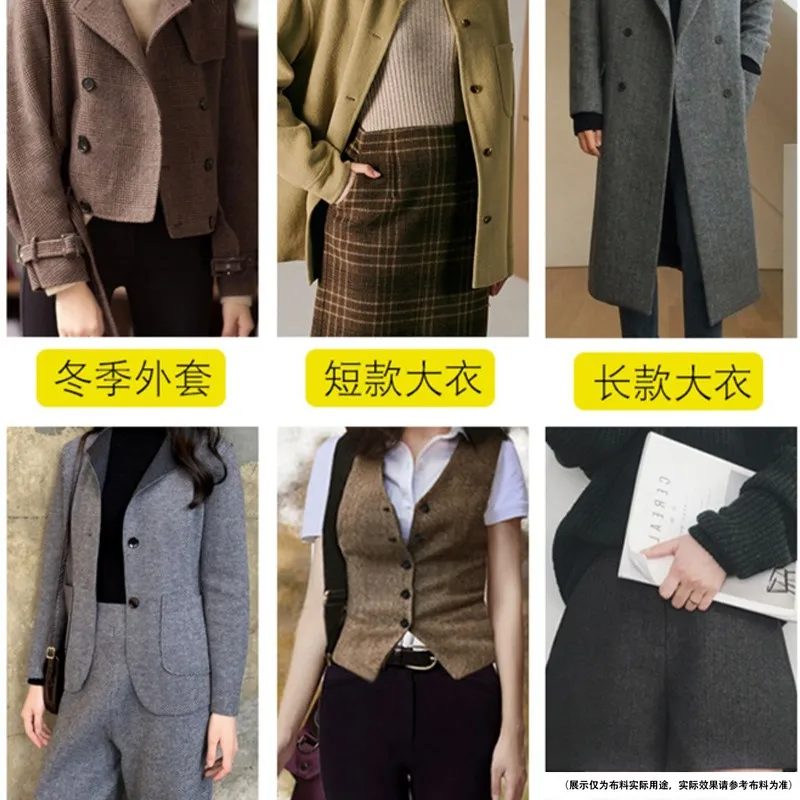 Thickened Herringbone Fabric Coat Cashmere Woolen Solid Color Clothing