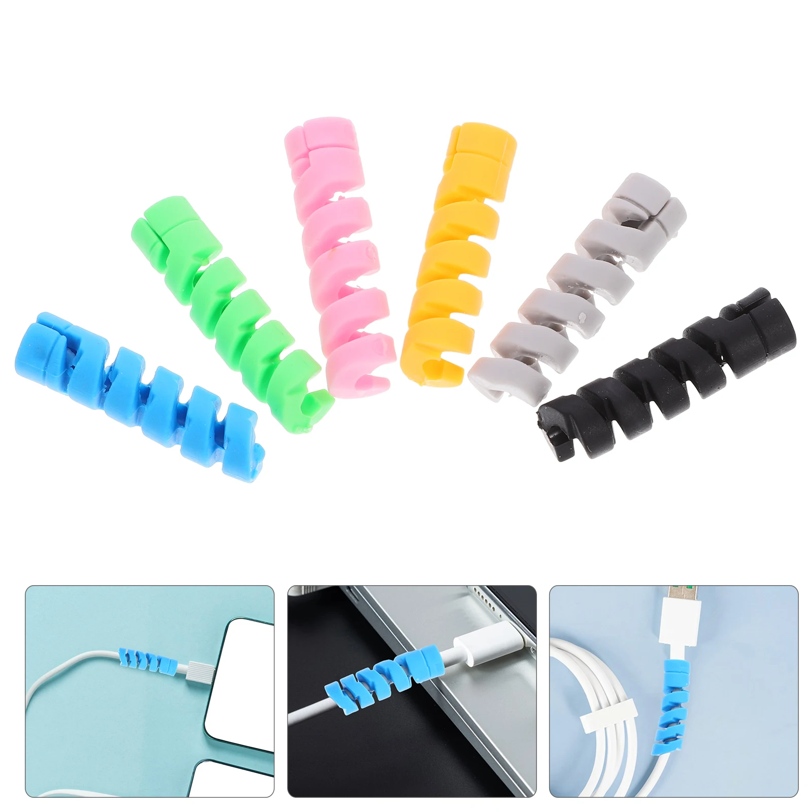 

30pcs Cable Protector Silicone Charge Cable Spiral Winder Wire End Cord Savers Cover For Phone USB Cable Accessories