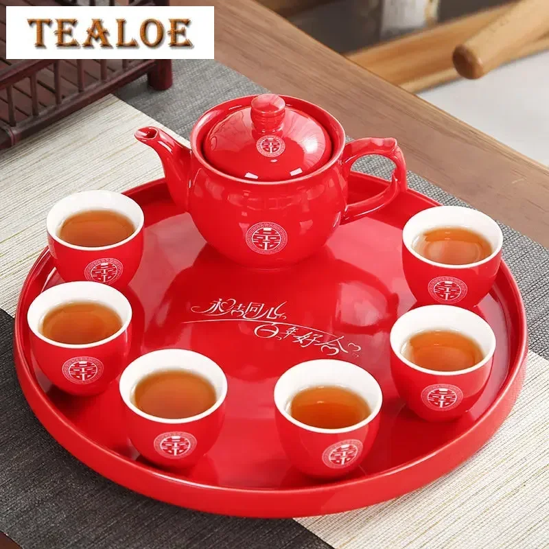 

Высококачественный керамический чайный сервиз, китайский свадебный чайный сервиз, чайная чашка, традиционный красный фарфоровый чайник, бутик, аксессуары для чайной посуды
