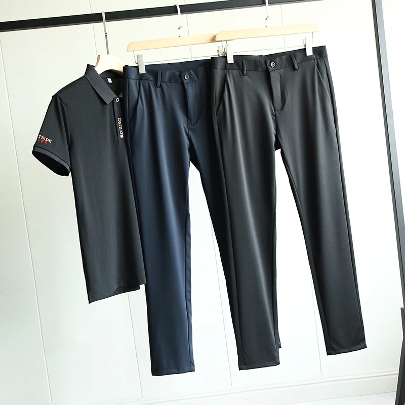 

Изысканные качественные мужские повседневные брюки для бизнеса, удобные длинные брюки для поездок на работу, модные городские брюки, облегающие, летние, новые...