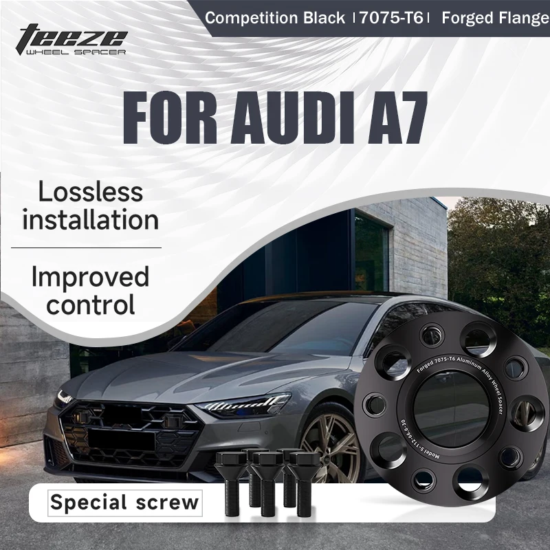 

Teeze 2/4pcs 5x112 66.6 M14 x 1.5 Hub Centric Black Forged wheel spacer For Audi A7 Flange Plate 15/20/25/30/35mm