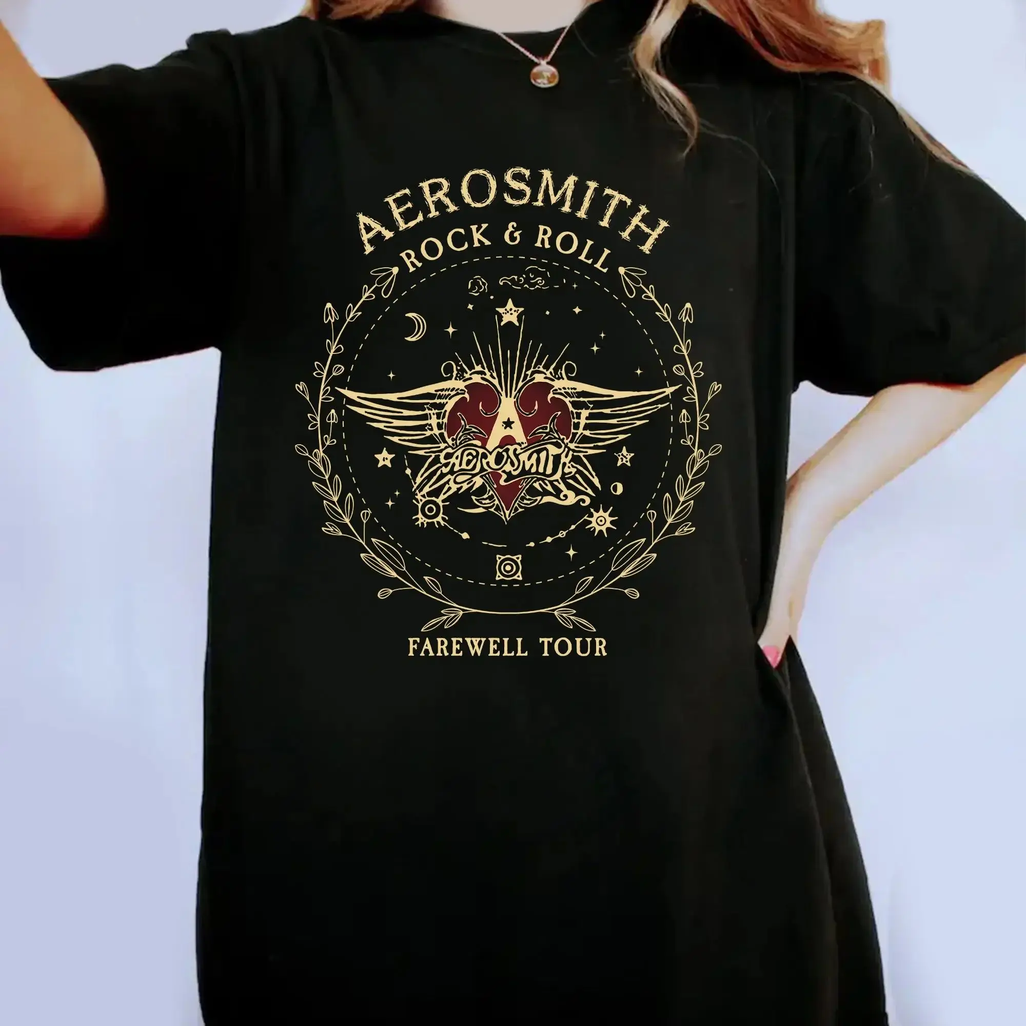 Vintage Dark Academic T Shirts Aerosmith Farewell Tour Hard Rock T Shirt Fantasy Apparel Y2K Top Casual Loose Streetwear Unisex