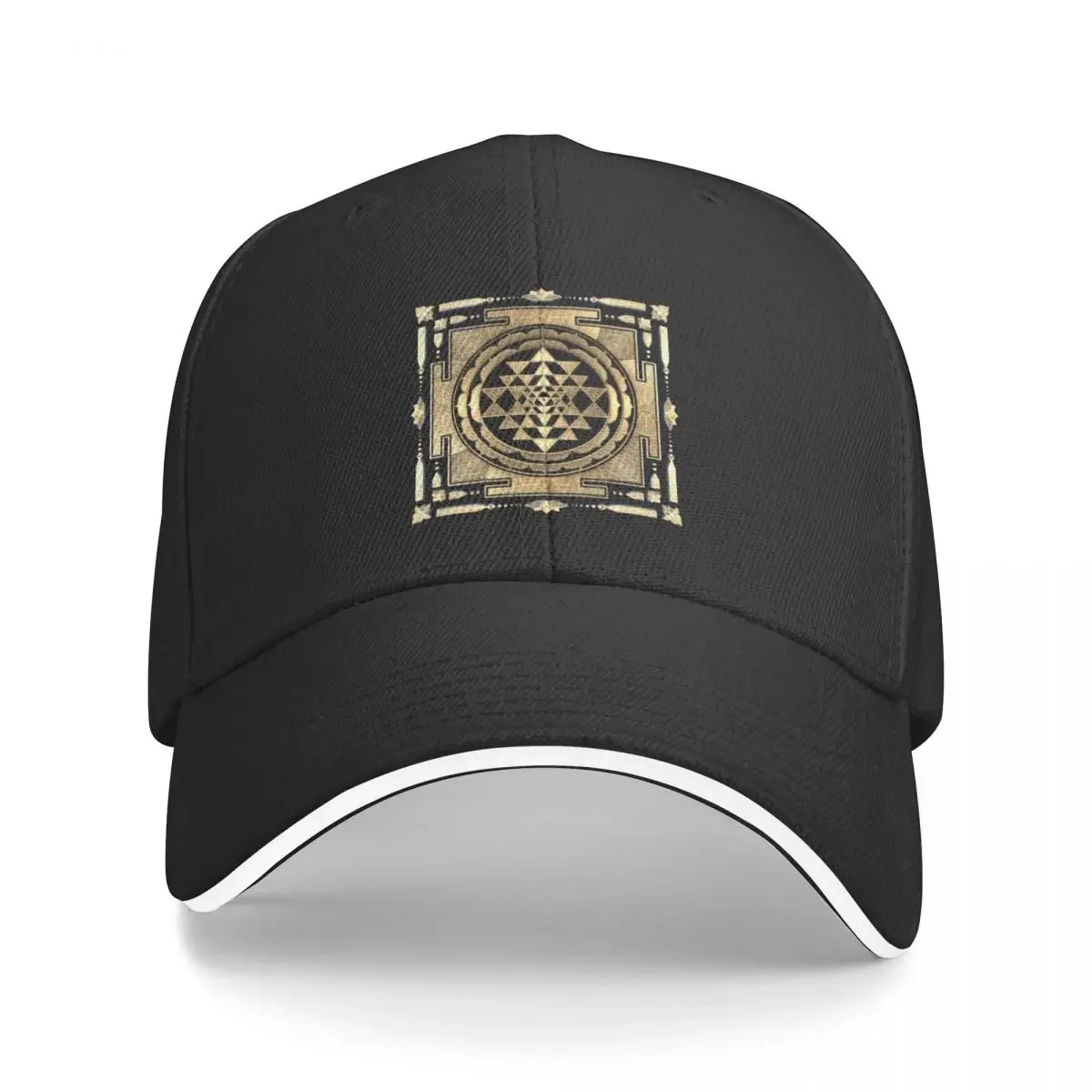 GOLDEN SRI YANTRA (white background) Baseball Cap Ball Cap Luxury Man Hat Men Caps Women's