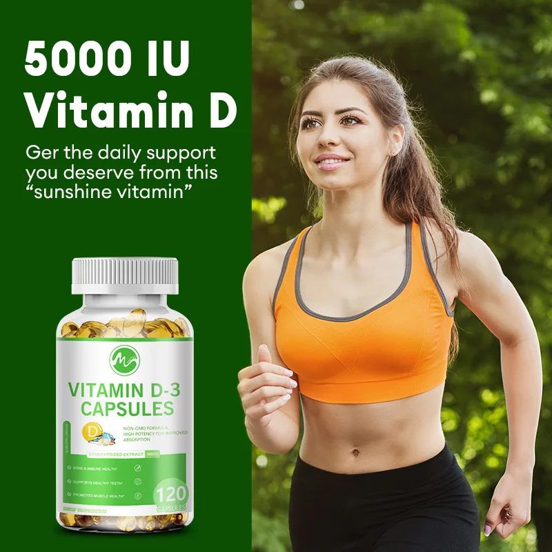 50000 IU Vitamin D3 Capsules - Support Brain Heart Joint Bone Skin Hair Nail Health Antioxidant Support Immunity Boost GMP